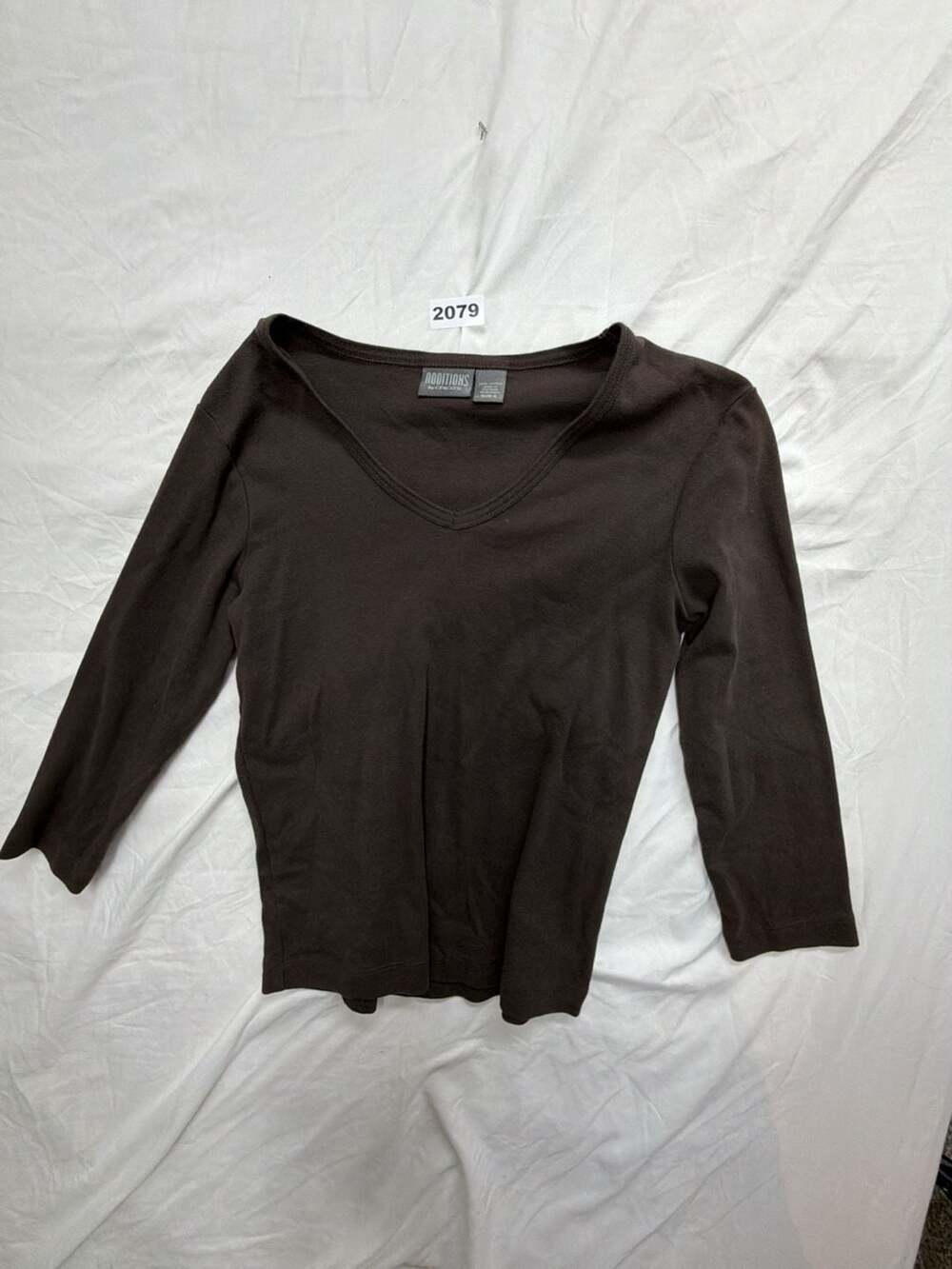Additions By Chico's Top Size 0 Brown V-Neck Long Sleeve